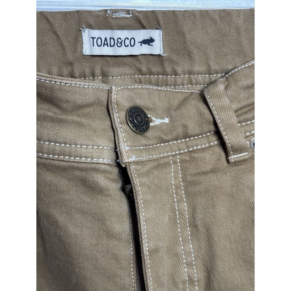 TOAD&CO Women’s 8 Brown Organic Cotton Elastane Flat Front Pants w/Pockets - Picture 4 of 12